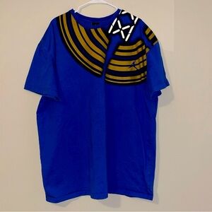 Jordan Nike Shirt Mens XXXL Blue Black Gold White Jumpman Logo Geometric Print